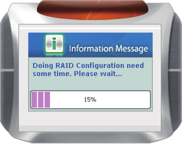 a-4 Fenêtre de Progression de la configuration RAID