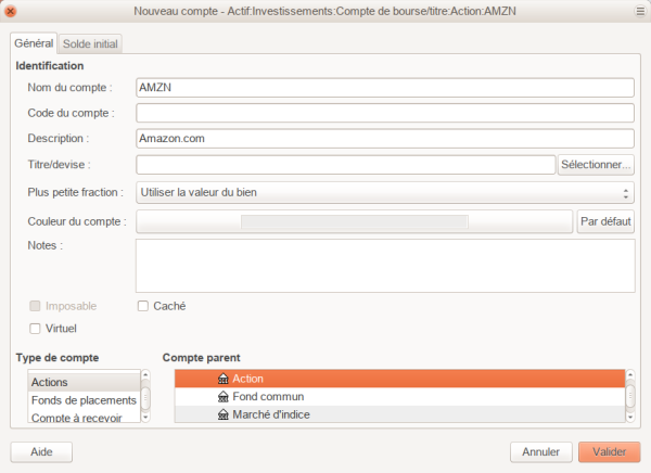 Fenêtre Nouveau compte Fenêtre Nouveau compte