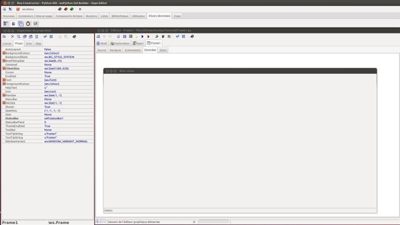 Éditeur graphique - Menu Éditeur graphique - Menu
