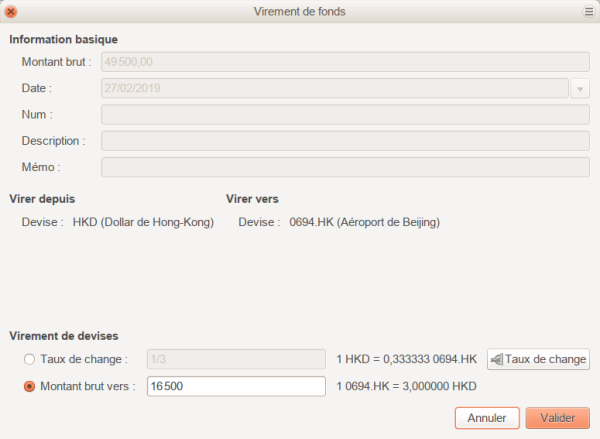 Définition du nombre d'actions dans la boîte de dialogue Transfert de fonds Définition du nombre d'actions dans la boîte de dialogue Transfert de fonds