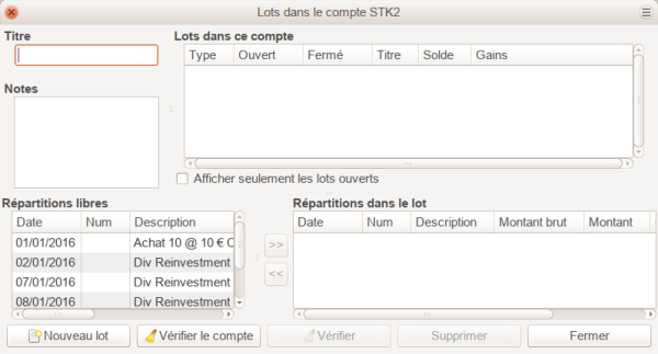 Image de la fenêtre Lots dans le compte avant d'utiliser la vérification du compte Image de la fenêtre Lots dans le compte avant d'utiliser la vérification du compte