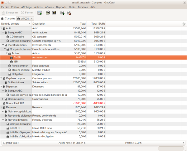 Une image de l'arborescence du compte après l'exemple de la vente d'actions pour prise de bénéfice Une image de l'arborescence du compte après l'exemple de la vente d'actions pour prise de bénéfice