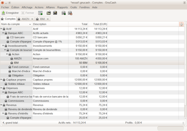 Affichage de la valeur d'un titre dans la fenêtre principale à l'aide de l'option Total dans la devise du rapport Affichage de la valeur d'un titre dans la fenêtre principale à l'aide de l'option Total dans la devise du rapport